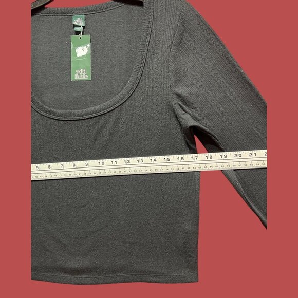 Wild Fable - Women's Ribbed Long Sleeve Scoopneck T-Shirt - Black - Extra Large - Picture 3 of 13